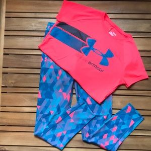 Girls under armor leggings and tee